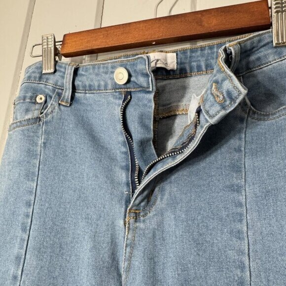 Peach Love California Denim Wide Raw Edge Bell Bottoms Flare Shredded Hem Boho S - Picture 9 of 15